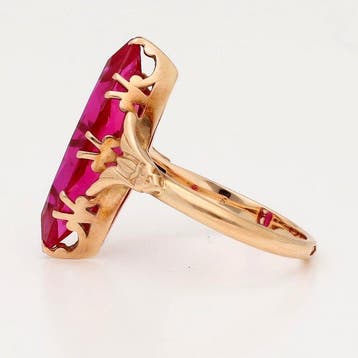 Ring - 14 karaat Roségoud - Roze robijn, Nieuw