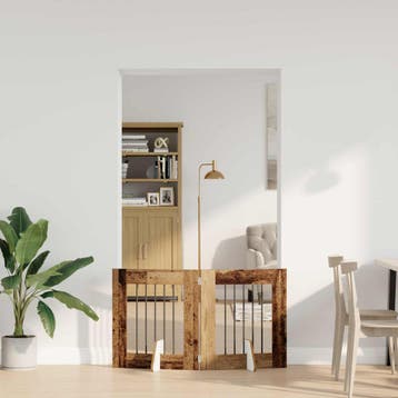 vidaXL Opvouwbaar hondenhekje met standaards 2 st Oud hout, Verzenden, Nieuw
