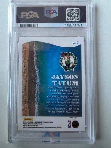 2023/24 Panini Chrome Jayson Tatum Parallel card, Insert, Nieuw