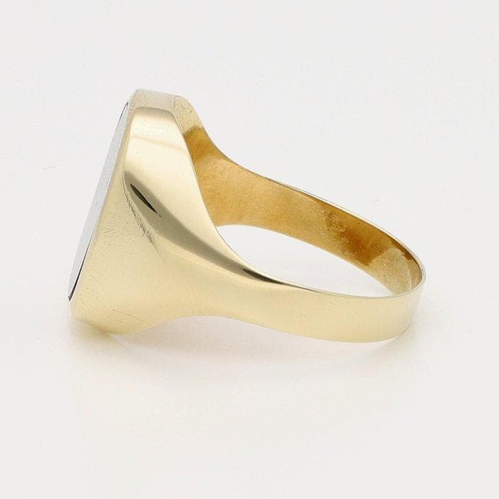 Ring - 14 karaat Geel goud Onyx, Handtassen en Accessoires, Ringen
