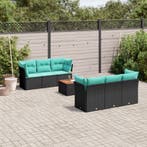 vidaXL 7-delige Loungeset met kussens poly rattan zwart, Verzenden, Loungeset