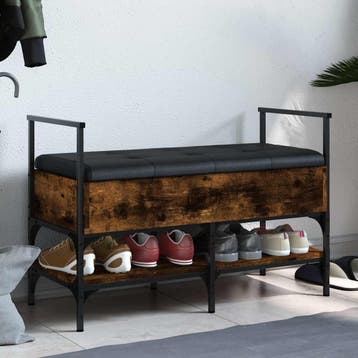 vidaXL Schoenenbank 85,5x42x57,5 cm bewerkt hout gerookt, Verzenden