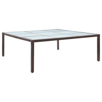 vidaXL Tuintafel 200x200x74 cm poly rattan bruin, Jardin & Terrasse, Tables de jardin, Verzenden
