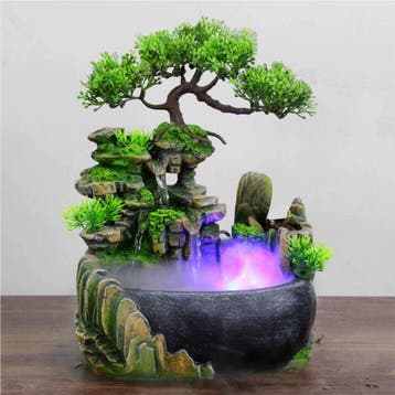 Sier Waterval Feng Shui met LED Mist - LED Fontein Decor, Verzenden