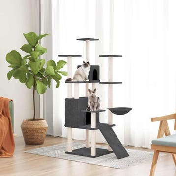 vidaXL Kattenmeubel met sisal krabpalen 154 cm donkergrijs, Verzenden