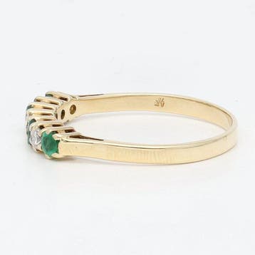 Bague - 18 carats Or jaune Émeraude - Diamant, Nieuw