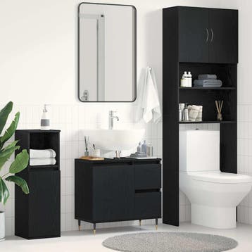 vidaXL Badkamerkast met lade Zwart Eiken 65 x 33 x 60 cm, Verzenden, Nieuw