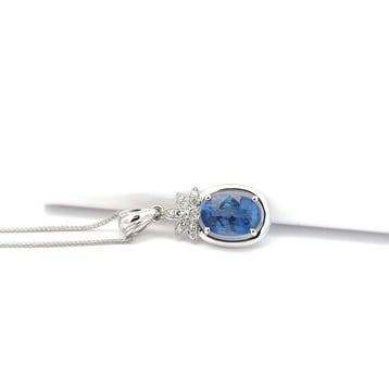 Collier avec pendentif - 14 carats Or blanc - 1.15ct. tw.