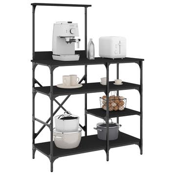 vidaXL Bakkersrek 90x40x132 cm bewerkt hout en metaal zwart, Verzenden
