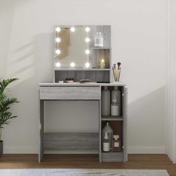 vidaXL Kaptafel met LED 86,5x35x136 cm grijs sonoma, Verzenden, Nieuw