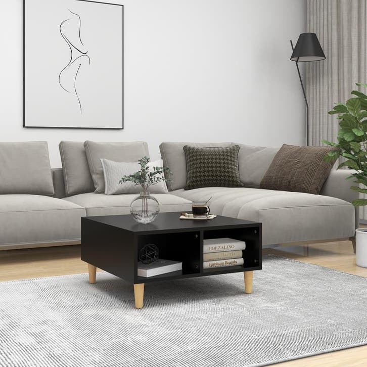 vidaXL Salontafel 60x60x30 cm bewerkt hout zwart, Maison & Meubles, Tables | Tables de salon, Envoi