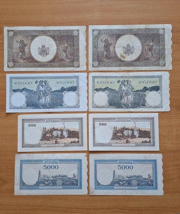 Roumanie. - 8 Banknotes - 1940/1946 (Sans prix de réserve), Postzegels en Munten, Bankbiljetten | Europa | Niet-Eurobiljetten