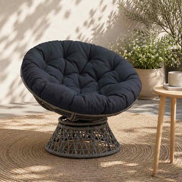vidaXL Hangstoel Kussen VIANEN 100% Polyester Donkerblauw Ø, Verzenden, Nieuw