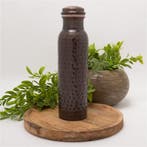 Puur koperen waterfles gehamerd antique ± 950 ml (zware, Ophalen of Verzenden