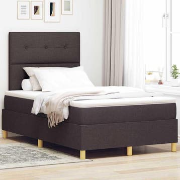 vidaXL LED Box Spring Bed met hoofdeinde Donkerbruin 120 x, Verzenden, Nieuw