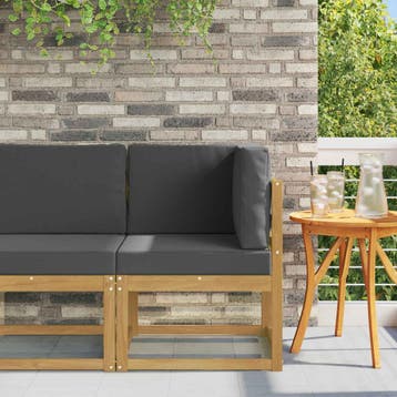 vidaXL Buitenhoekbank Massief Acacia Hout Wit, Tuin en Terras, Tuinsets en Loungesets, Verzenden, Nieuw