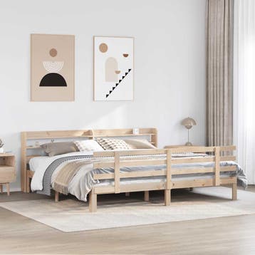 vidaXL Bedframe met hoofdbord massief grenenhout 180x200 cm, Verzenden, Nieuw