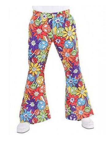 Disco hippie broek met smiley print, Ophalen of Verzenden, Nieuw