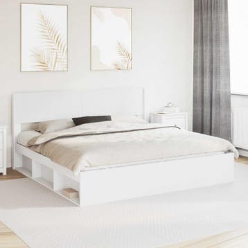 vidaXL Bedframe met opbergruimte en hoofdbord Wit 180 x 200, Verzenden