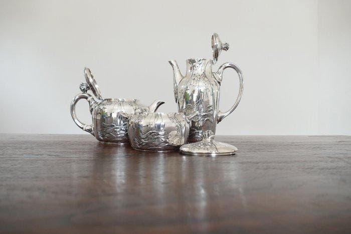 Gallia - Koffie- en theeservies (3) - Sycamore - Verzilverd, Antiek en Kunst, Kunst | Designobjecten