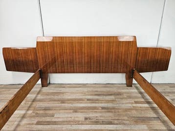 Bed - Tweepersoonsbed uit de jaren 60 in notenhout -, Antiquités & Art