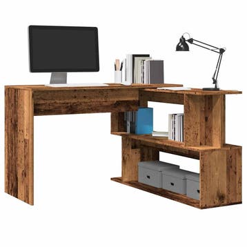 vidaXL Hoekbureau 200,5x50x76 cm bewerkt hout oud, Verzenden