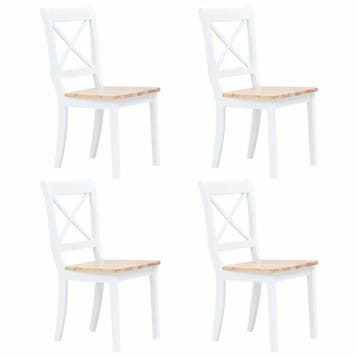 vidaXL Eetkamerstoelen 4 st massief rubberwood naturel en, Verzenden, Nieuw