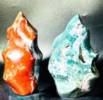 Ocean Jasper Flame Pair – Rood naar blauw-groen