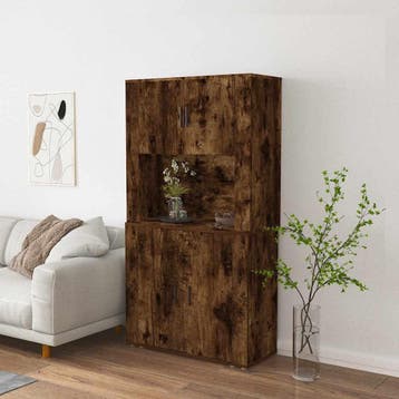 vidaXL Hoge kast bewerkt hout gerookt eikenkleurig, Verzenden, Nieuw