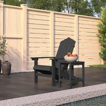 vidaXL Tuinstoel Adirondack met tafel HDPE antracietkleurig, Verzenden, Nieuw