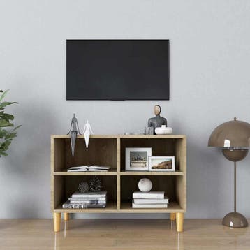 vidaXL Tv-meubel met houten poten 69,5x30x50 cm sonoma, Verzenden