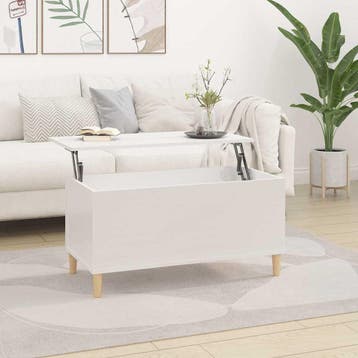 vidaXL Salontafel 90x44,5x45 cm bewerkt hout hoogglans wit, Huis en Inrichting, Tafels | Salontafels, Verzenden, Nieuw