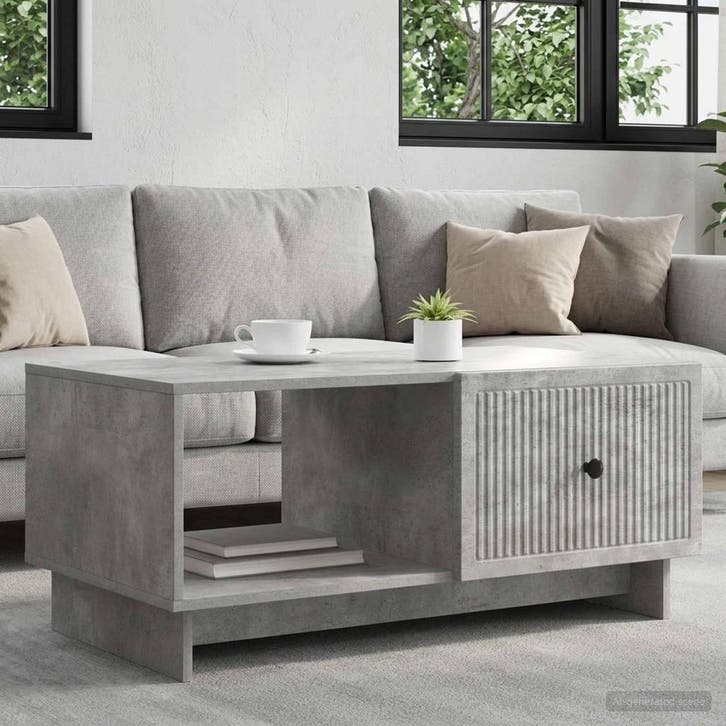 vidaXL Salontafel Betongrijs 90 x 50 x 40 cm Bewerkt hout, Huis en Inrichting, Tafels | Salontafels, Nieuw, Verzenden