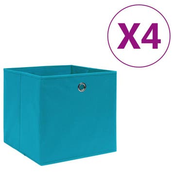 vidaXL Opbergboxen 4 st 28x28x28 cm nonwoven stof babyblauw, Verzenden, Nieuw