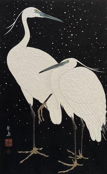 Two Herons in Snow - Ide Gakusui (1899-1978) - Japan
