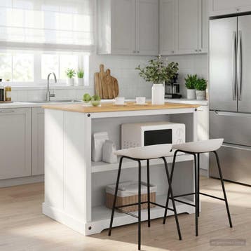 vidaXL Keuken eiland set 2 st Wit en Honingwas 112 x 77 x, Huis en Inrichting, Verzenden, Nieuw