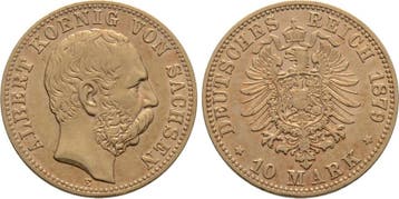 10 Mark 1879 E Sachsen Albert 1873-1902, Verzenden, België