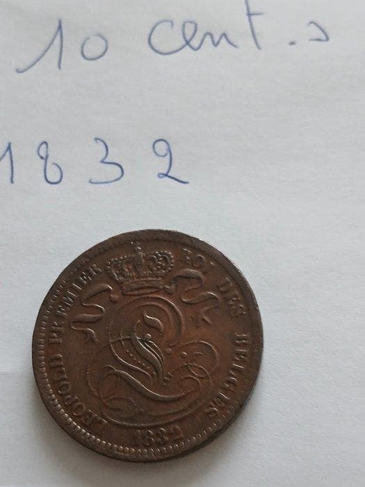 België. Leopold I. 10 Cents 1832 (Zonder minimumprijs), Timbres & Monnaies, Monnaies | Pays-Bas