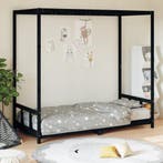 vidaXL Kinderbedframe 90x200 cm massief grenenhout zwart, Verzenden