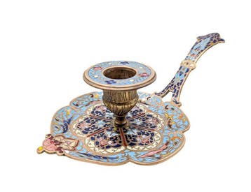 Magnifique Bougeoir cloisonné - Bougeoir - Champlevé,, Antiek en Kunst