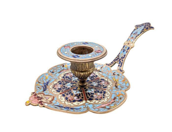 Magnifique Bougeoir cloisonné - Bougeoir - Champlevé,, Antiek en Kunst, Antiek | Overige Antiek