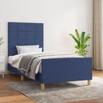 vidaXL Bedframe zonder matras 100x200 cm stof blauw, Verzenden, Nieuw