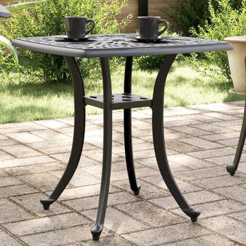 vidaXL Tuintafel 53x53x53 cm gietaluminium zwart, Tuin en Terras, Verzenden, Nieuw