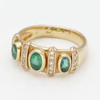 Ring - 18 karaat Geel goud Smaragd - Diamant