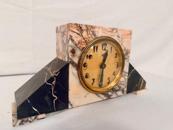 Pendule - Art Deco Marmer, Metaal - 1940-1950