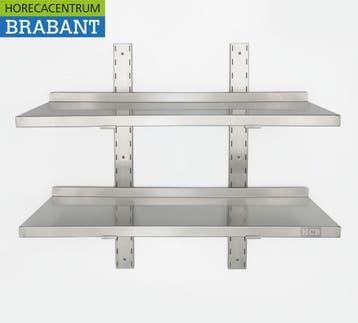 Acier inoxydable Double étagère murale 80 x 30 cm Horeca, Verzenden