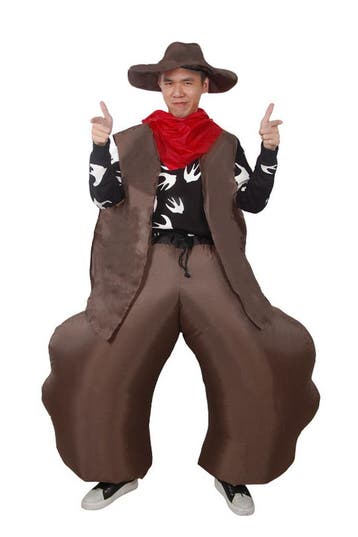 KIMU® Opblaas Kostuum Cowboy Western Opblaasbaar pak Cowboyp, Ophalen of Verzenden, Nieuw