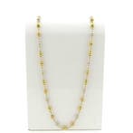 Tricolor gouden bolletjesketting; 72 cm, Ophalen of Verzenden, Gebruikt, Overige kleuren, Goud
