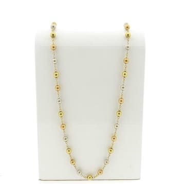 Tricolor gouden bolletjesketting; 72 cm, Ophalen of Verzenden, Gebruikt, Goud, Goud