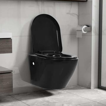 vidaXL Hangend toilet met verborgen stortbak keramiek zwart, Verzenden, Nieuw